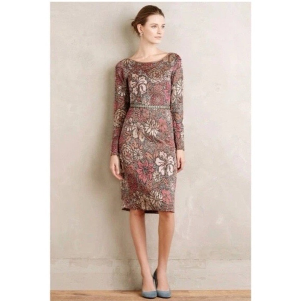 Anthropologie Cecilia Prado Floral Jacquard Multicolor Midi Dress Sz. L